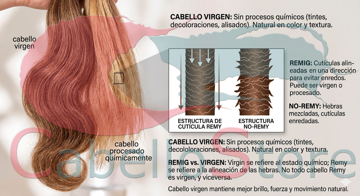 diferencia entre cabello virgen y remy CabelloStore